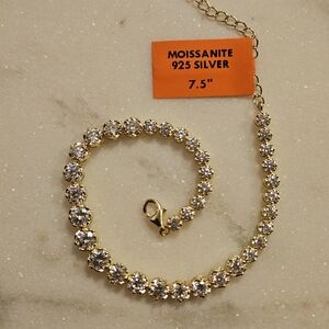 Moissanite 925 Silver Gold-plated Tennis Necklace - 7.5-8"